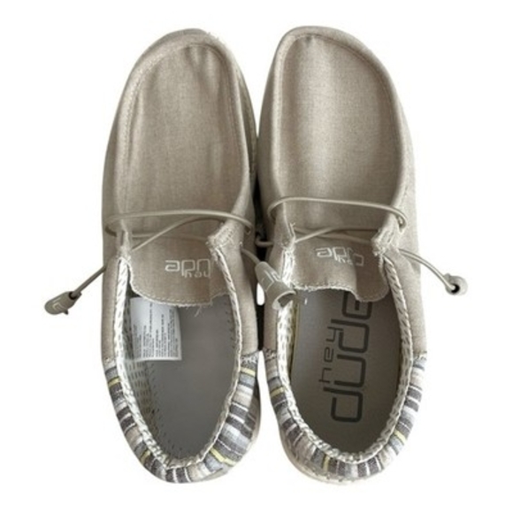 Hey Dude Wally Stretch Canvas Light Grey Casual Shoes Moccasins Men’s Size 11